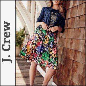 J. Crew Silk Pleated Floral Skirt